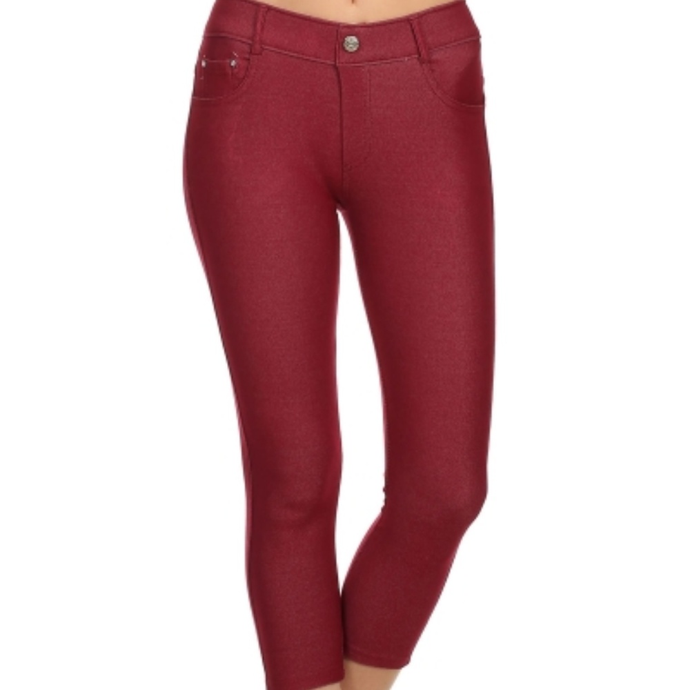 Yelete Burgandy Capri Jeggings